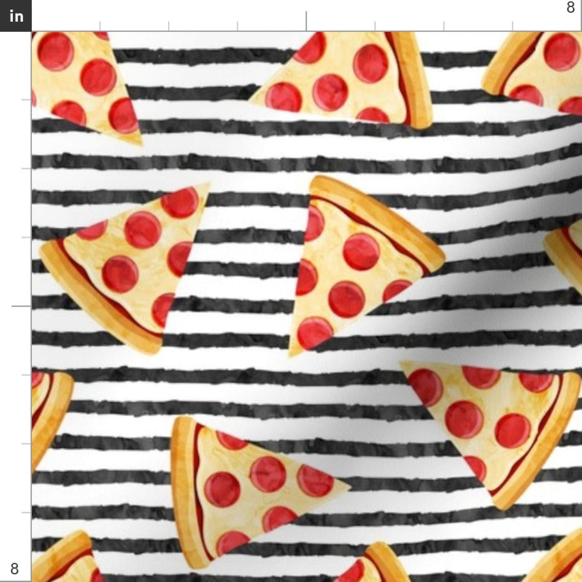 Stripy Pizza Slices Fabric Fabric Pizza on Stripes Fabric by Etsy