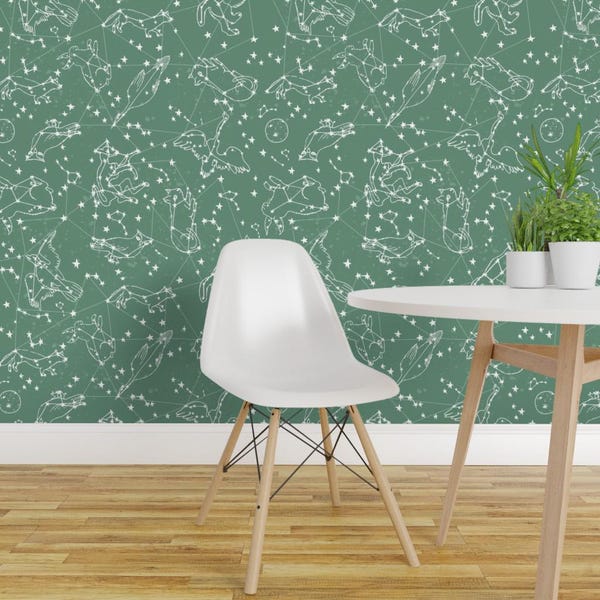 Constellations Wallpaper - Night Time Sky Animals By Andrea Lauren - Custom Printed Removable Self Adhesive Wallpaper Roll by Spoonflower
