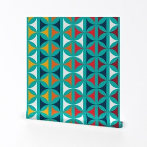 Hourglass Wallpaper - Hourglass 12 By Alchemiedesign - Green Red Orange Custom Printed Removable Self Adhesive Wallpaper Roll by Spoonflower