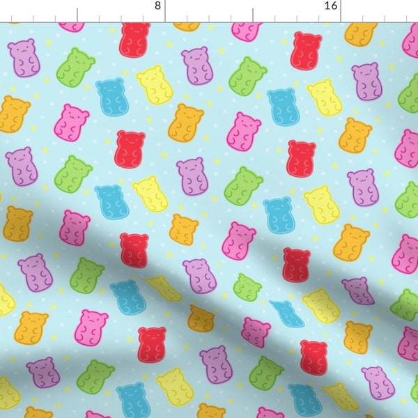 Gummy Bears Fabric - Gummy Bears And Tiny Stars By Sugarcookie - Gummy Bears Colorful Candy Kids Cotton Fabric By The Yard With Spoonflower