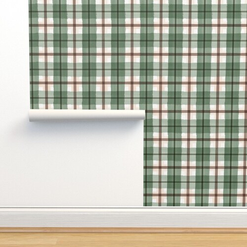 Green Plaid Wallpaper Plaid Green and Black by Daily Etsy