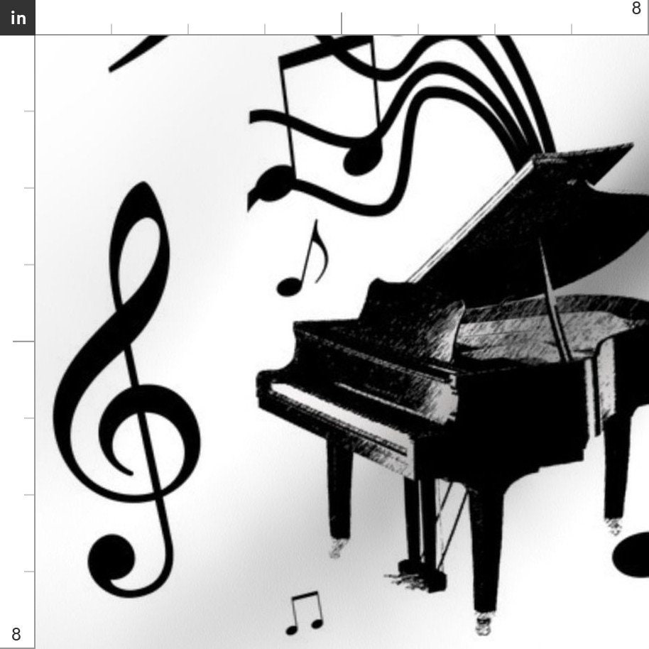 Black and White Piano Fabric Piano Music by Leahvanlutz Etsy