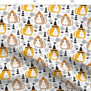 Guinea Pig Fabric - Halloween Guinea Pigs-On-White By Lilcubby - Halloween Guinea Pig Cotton Fabric By The Yard With Spoonflower