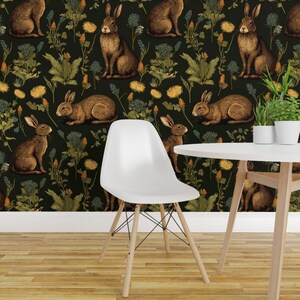 Medieval Rabbit Removable Peel and Stick Wallpaper - Woodland Bunny ...
