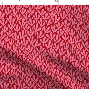 Red Fabric - Clover - Pink On Red By Trinetollefsen - Red Nature Summer Bright Happy Abstract Cotton Fabric By The Yard With Spoonflower