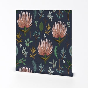 Floral Wallpaper - Floral Study Dark Custom By Holli Zollinger - Floral Custom Printed Removable Self Adhesive Wallpaper Roll by Spoonflower