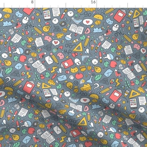 School Supplies Fabric - School Pattern 2 By Kostolom3000 - Back to School Kids Novelty Cotton Fabric By The Yard With Spoonflower