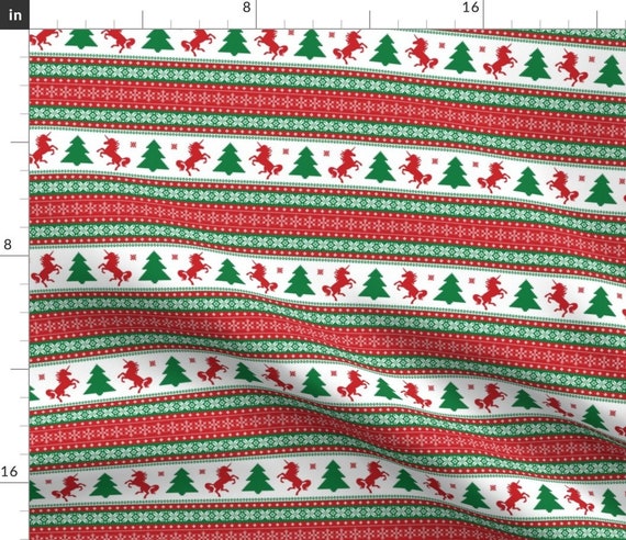 Fair Isle Unicorn Fabric Ugly Christmas 