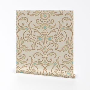 Vintage Damask Wallpaper - Christina Damask By Peacoquettedesigns - Custom Printed Removable Self Adhesive Wallpaper Roll by Spoonflower