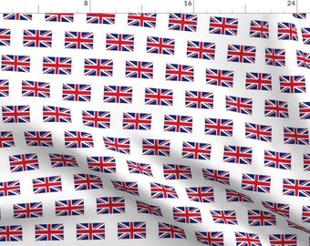 Union Jack British Flag Fabric - Union Jack // Small By Thinlinetextiles - Union Jack Flag Cotton Fabric By The Yard With Spoonflower