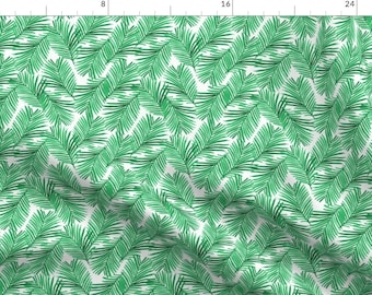 Palm Tree Fabric - Tropical Palm Leaves Summer Tropic Exotic Summer Green By Charlotte Winter - Cotton Fabric By The Yard With Spoonflower
