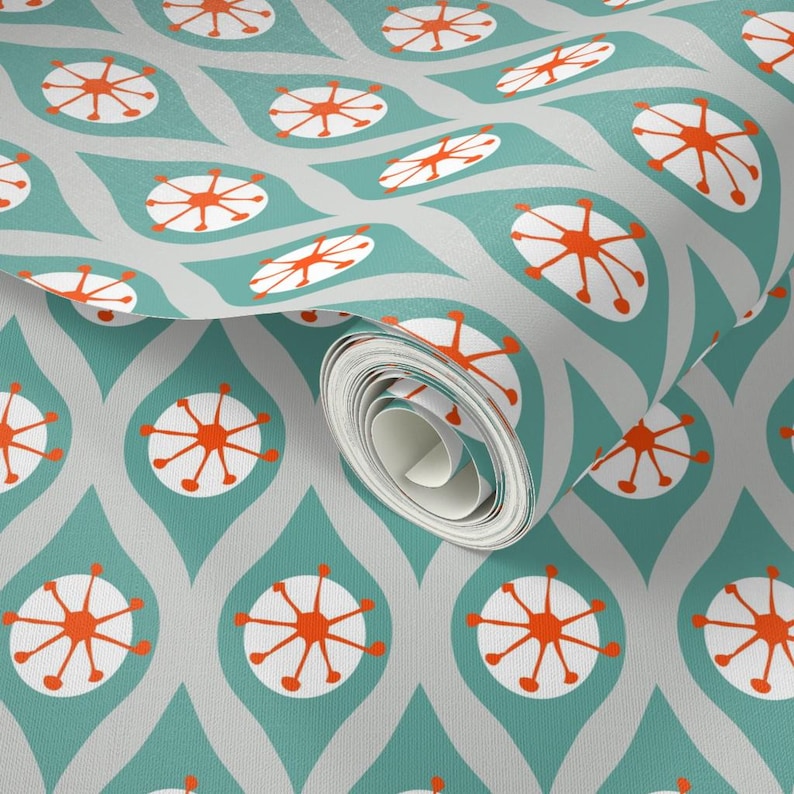 Atomic Mid Century Modern - Turquoise Orange Grey by Emilyannstudio ...