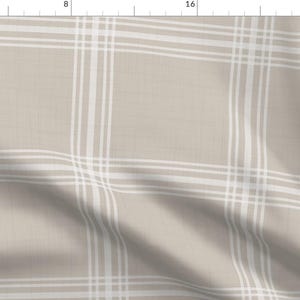 Farmhouse Check Fabric - Windowpane Plaid by devondesignco - Windowpane Greige Plaid Minimal Simple Fabric by the Yard by Spoonflower
