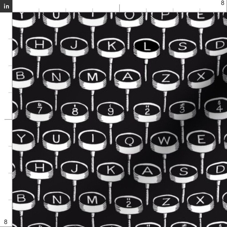 Black and White Typewriter Keys Fabric Infinite Typewriter Etsy