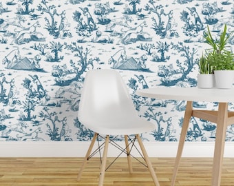 Dog Park Toile Peel and Stick Wallpaper - Dog Chintz Victorian Dogs Regency Dog - Removable Wall Decor Art - Barkitecture by 3rittanylane