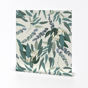 Eucalyptus Wallpaper - Eucalyptus By Nina Leth - Eucalyptus Green Zen Nature Leaves Removable Self Adhesive Wallpaper Roll by Spoonflower