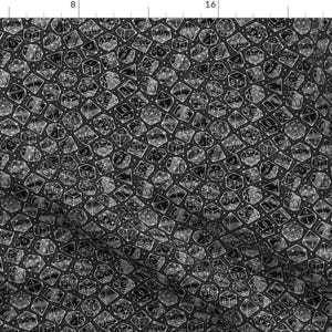Grey Fabric - Dice In Gray by spookishdelight -  Black Fantasy Magic Nerd Nerdy Dice Geeky Gaming Fabric by the Yard by Spoonflower