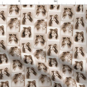 Shetland Fabric - Shelties By Pateisen - Sepia Shetland Dog Pet Drawing Art Decor Upholstery Cotton Fabric By The Yard With Spoonflower
