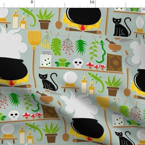 Witch&#39;s Lab Fabric - Witch&#39;s Lab By Analinea - Creepy Halloween Cotton Fabric By The Yard With Spoonflower