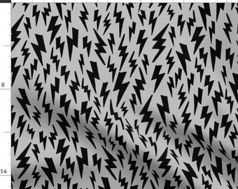 Lightning Fabric - Zig-Zag Bolt Black Neutral Grey Nursery Monochrome Neutral By Andrea Lauren - Cotton Fabric by the Yard with Spoonflower