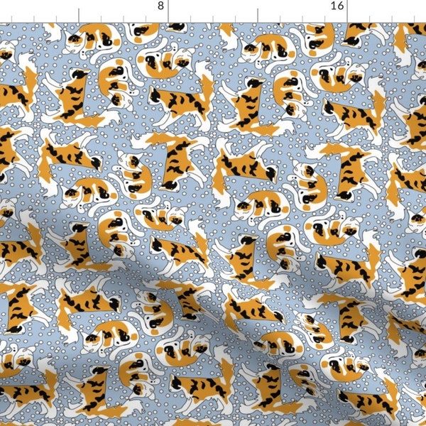 Calico Dots Fabric - Calico Cats And Dots By Eclectic House - Abstract Summer Cat Cotton Fabric By The Yard With Spoonflower