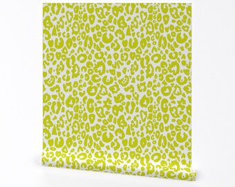 Chartreuse Cheetah Wallpaper - Cheetah Chic by theartwerks - Animal Print Leopard Removable Peel and Stick Wallpaper by Spoonflower