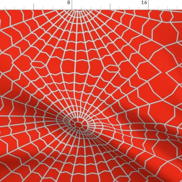 Spider Fabric - Spider Web On Bright Red By House Of Heasman Halloween Costume Cosplay Kids - Cotton Fabric By The Yard With Spoonflower