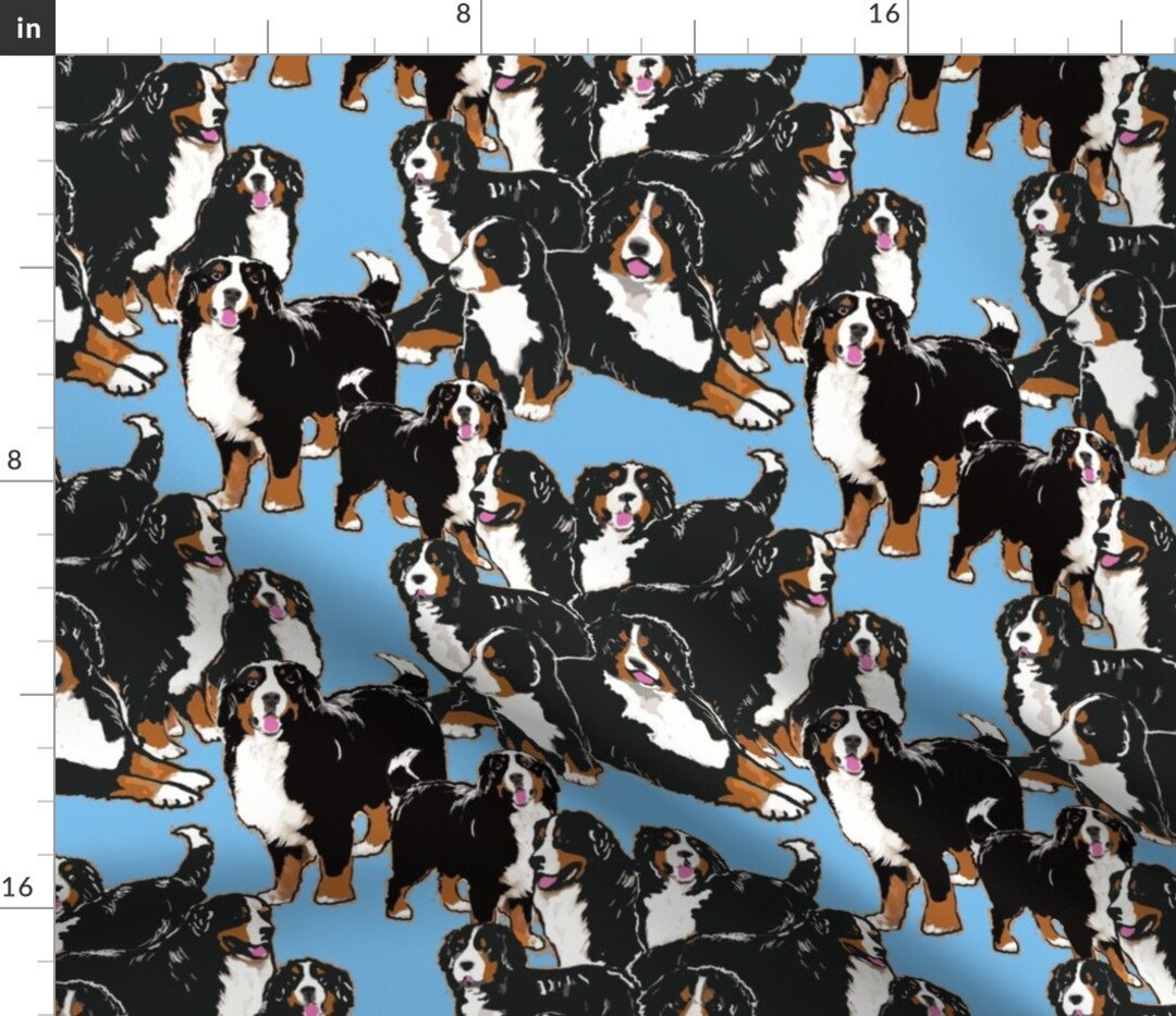 Bernese Mountain Dog Fabric Bernese Mountain Dog Mural Fabricch by