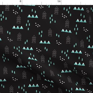 Dark Night Fabric - Winter Wonderland Pine Trees Mountain Woodland Snow By Littlesmilemakers - Cotton Fabric By The Yard With Spoonflower