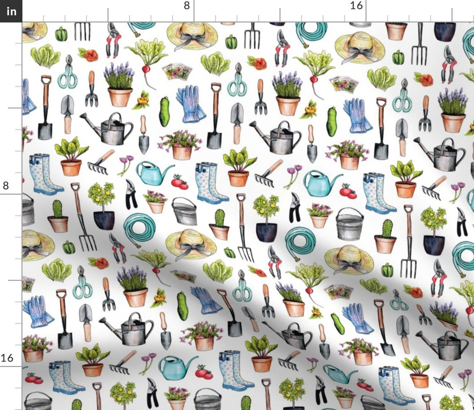 Gardening Fabric Garden Gear Spring Gardening Pattern W/ Etsy