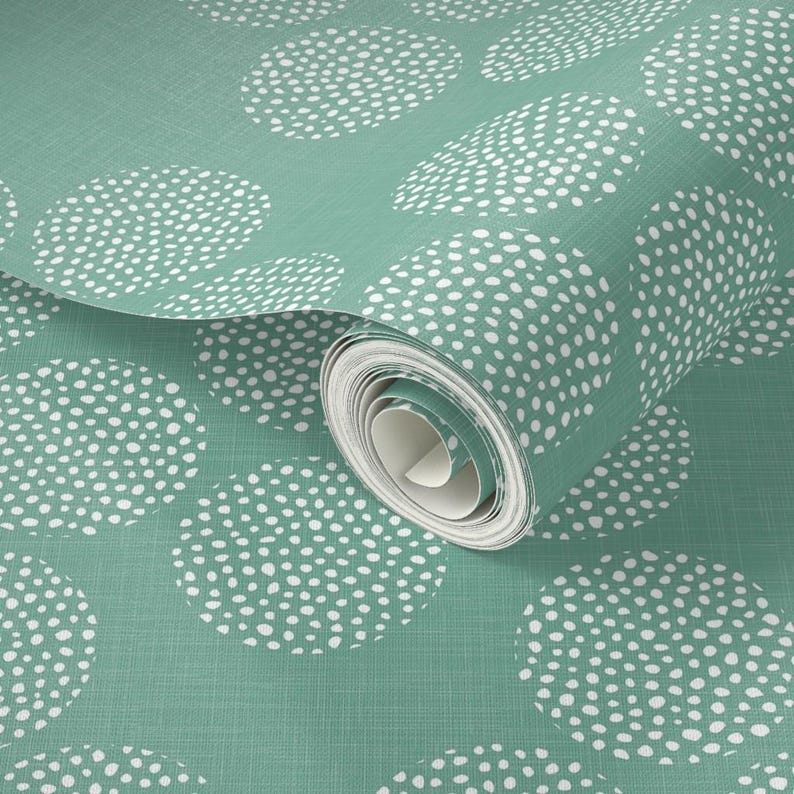Buy Mint Green Dots Wallpaper Boho Dots on Mint by Evamatise Large