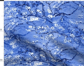 Cobalt Branches Fabric - Vincent Van Gogh ~ Branches Of An Almond Tree In Blossom ~ Cherry Blossom Landscape Midnight By Peacoquettedesigns