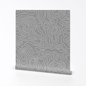 Abnehmbare Topographie Tapete - Moderne Geometrische optische Täuschung Grau - Wandkunst Wanddekor - Topographische Karte by furbuddy