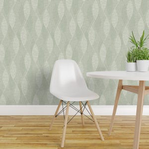 Sage Botanical Peel and Stick Wallpaper - Abstract Geometric Neutral Green - Removable Wall Decor Art - Sage Leaf Chain by fleabat