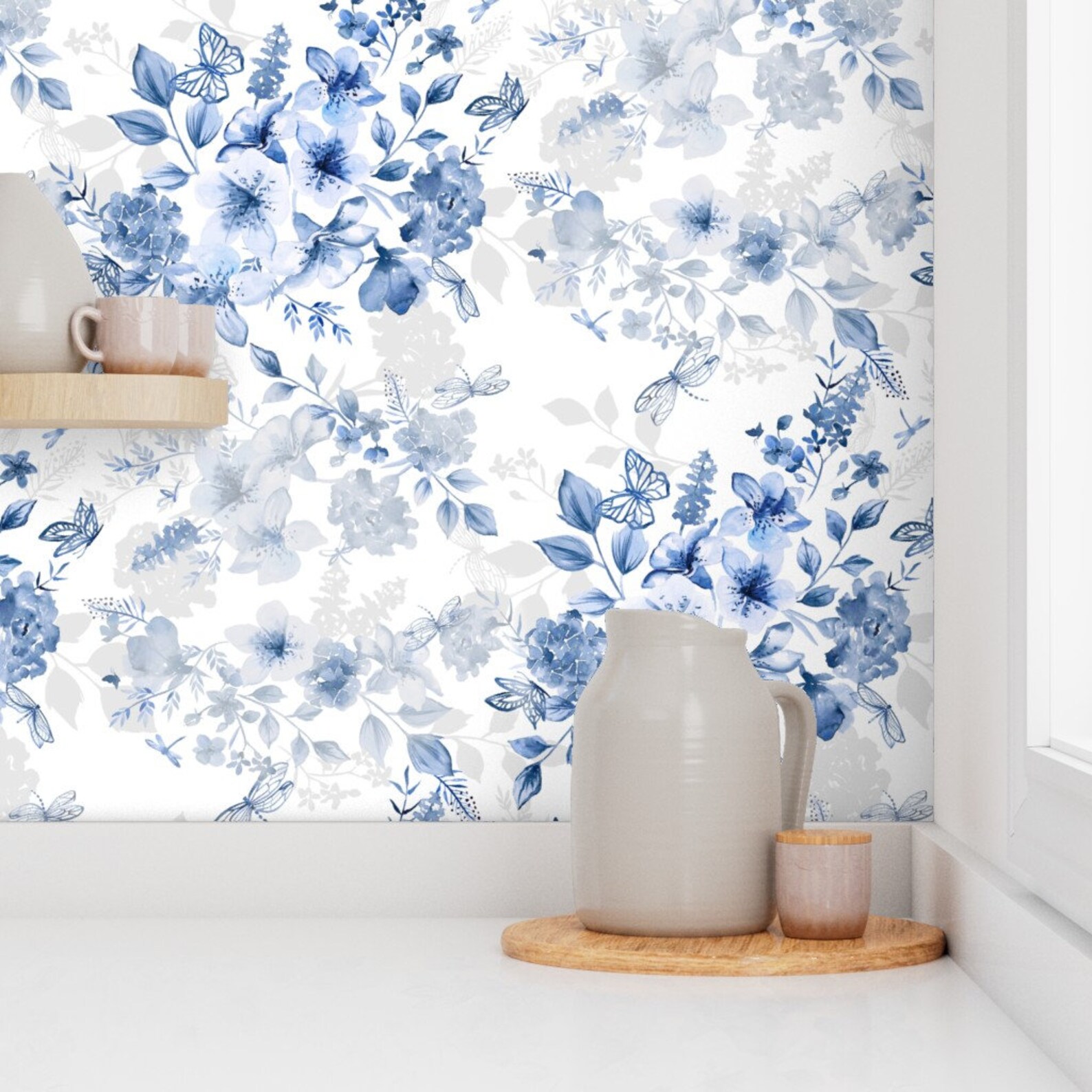 Blue Ginger Jar Wallpaper Italian Chinoiserie Rotated by Etsy