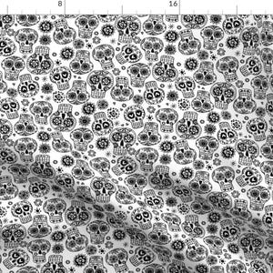 Sugar Skulls Fabric - Sugar Skulls 1 By Laura May Designs - Black and White Sugar Skulls Cotton Fabric By The Yard With Spoonflower