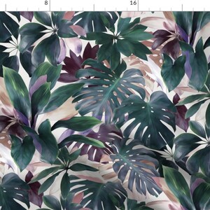 Painted Fabric - Tropical Emerald Jungle In Cool Tones By Micklyn - Painted Tropical Paradise Cotton Fabric By The Yard With Spoonflower