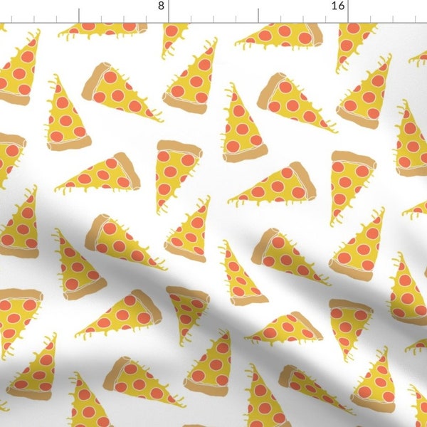 Pizza Fabric - Pizza // Junk Food Kids White Background Pizza Print By Andrea Lauren - Pizza Cotton Fabric By The Yard With Spoonflower