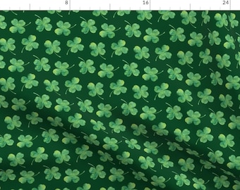 Shamrock Fabric - Shamrock Toss || Watercolor Green By Littlearrowdesign - Shamrock Clover Irish Cotton Fabric By The Yard With Spoonflower