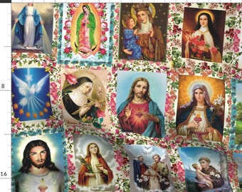 Catholic Saints Fabric - Catholic Saints And Images Collage By Anette Teixeira - Catholic Saints Cotton Fabric By The Yard With Spoonflower