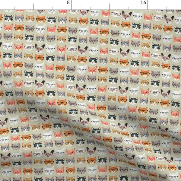 Cats With Glasses Fabric - Spectacular Cats By Cynthia Arre - Cats Kitties Glasses Spectacles Hip Cotton Fabric By The Yard With Spoonflower