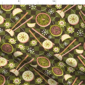 Dim Sum Fabric - Dim Sum Checkers By Celiaforrester - Green Chinese Food Abstract Dim Sum Meal Cotton Fabric By The Yard With Spoonflower