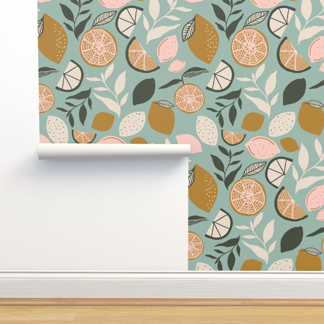 Pink Lemon Wallpaper Pink Lemon Lime Jumbo by - Etsy
