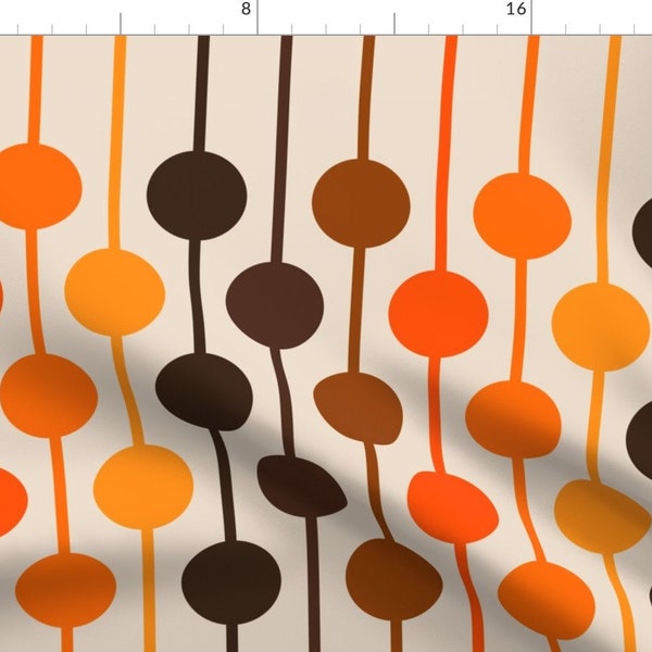 Retro Fabric - Golden Orbs By Circa78designs - Rainbow Dots 1970s 1960s Orange Brown Trending Cotton Fabric By The Yard With Spoonflower