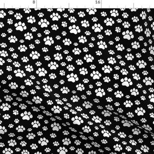 Animal Prints Fabric - Doggy Paws  By Thinlinetextiles - Black White Kids Pets Family Cat Dog Cotton Fabric By The Yard With Spoonflower