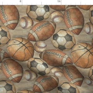 Vintage Football Fabric - Be The Ball Sports - Baseball, Football, Soccer And Basketball By Aaron Christensen - Football With Spoonflower