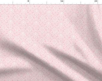 Damask Fabric - Windsor Damask ~ White On Dauphine By Peacoquettedesigns - Damask Cotton Fabric By The Yard With Spoonflower