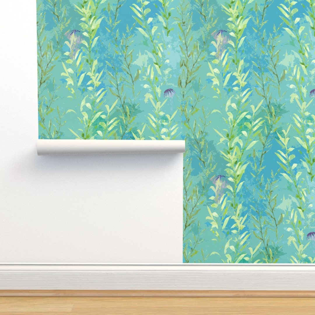 Seaweed Wallpaper Abstract Painted Seaweed Gardens by - Etsy