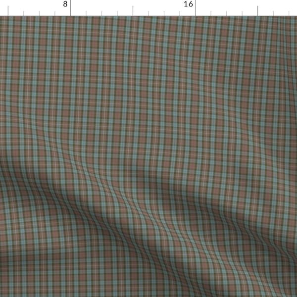Muted Blue and Red Plaid Fabric - 1/4 Scale Fraser Hunting Weathered Tartan By Weavingmajor - Cotton Fabric By The Yard With Spoonflower