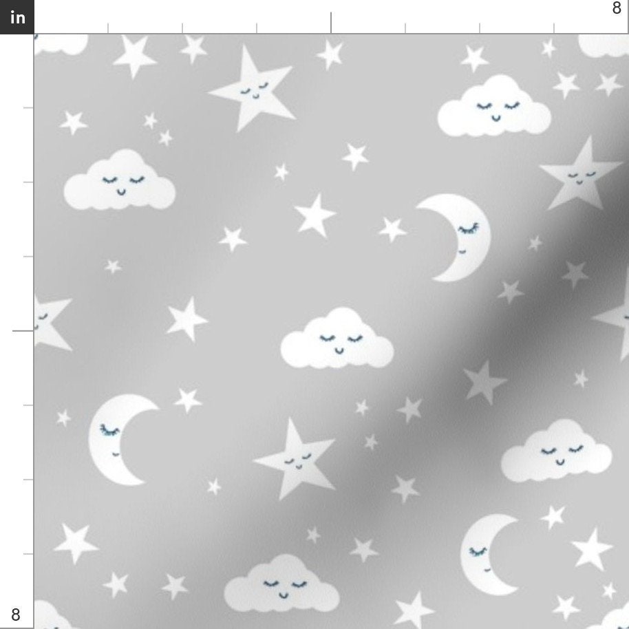 Moon Fabric Moon and Stars Fabric Sweet Baby Nursery Fabric Etsy